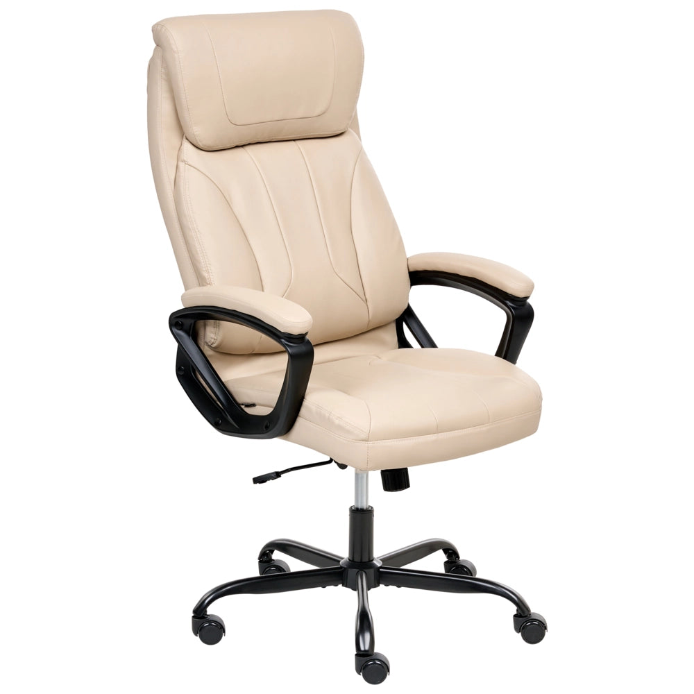 Sedia da ufficio direzionale Rivestimento in ecopelle beige Regolazione dell'altezza del sedile Imbottitura girevole