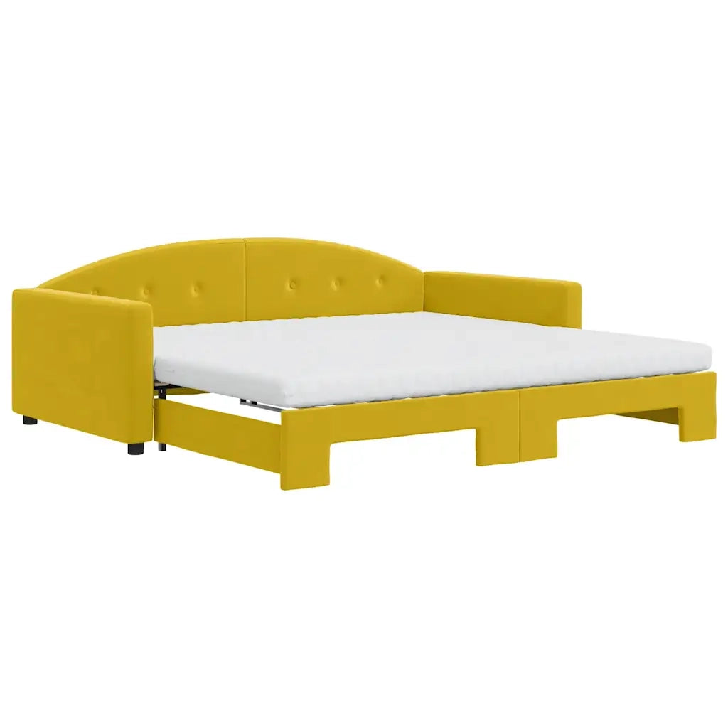 Divano Letto Estraibile con Materassi Giallo 100x200 cm Velluto 3197337