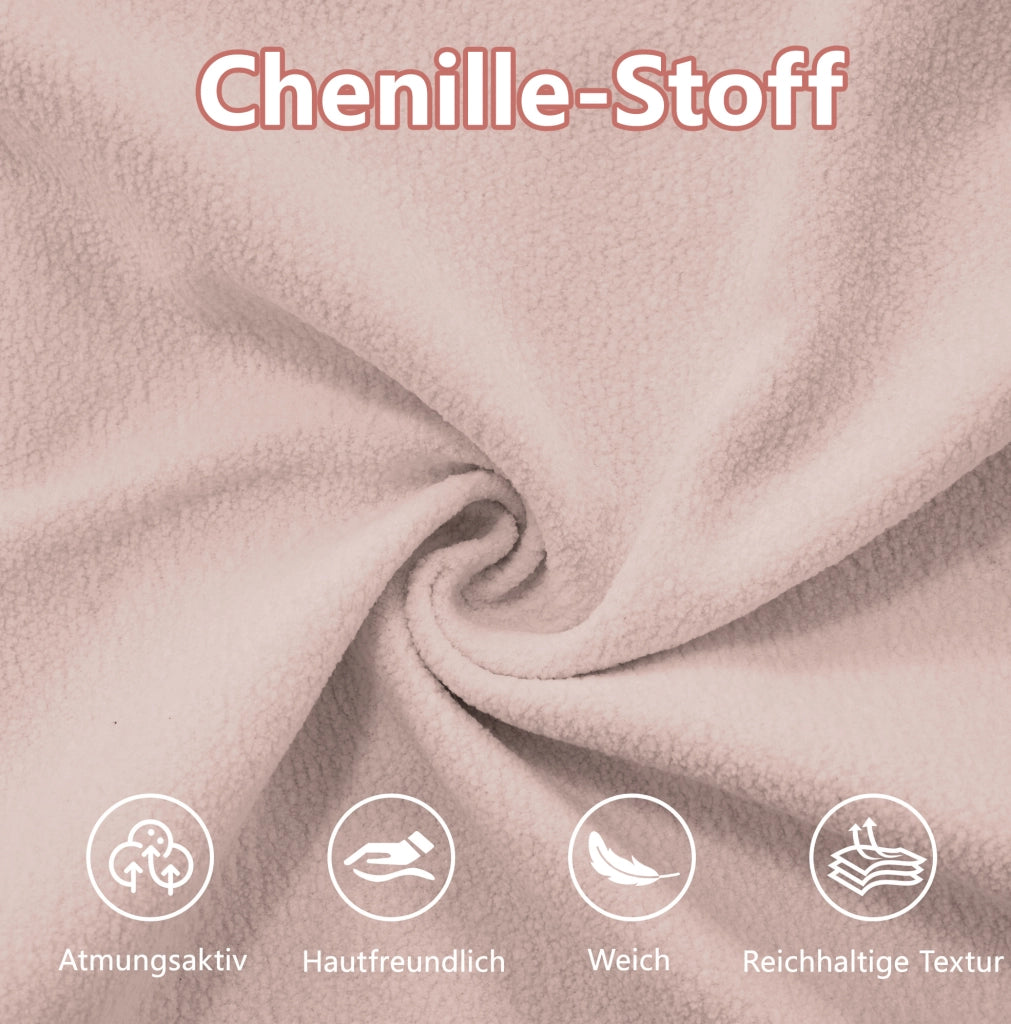 Divano modulare 3 posti con seduta profonda in chenille vintage rosa
