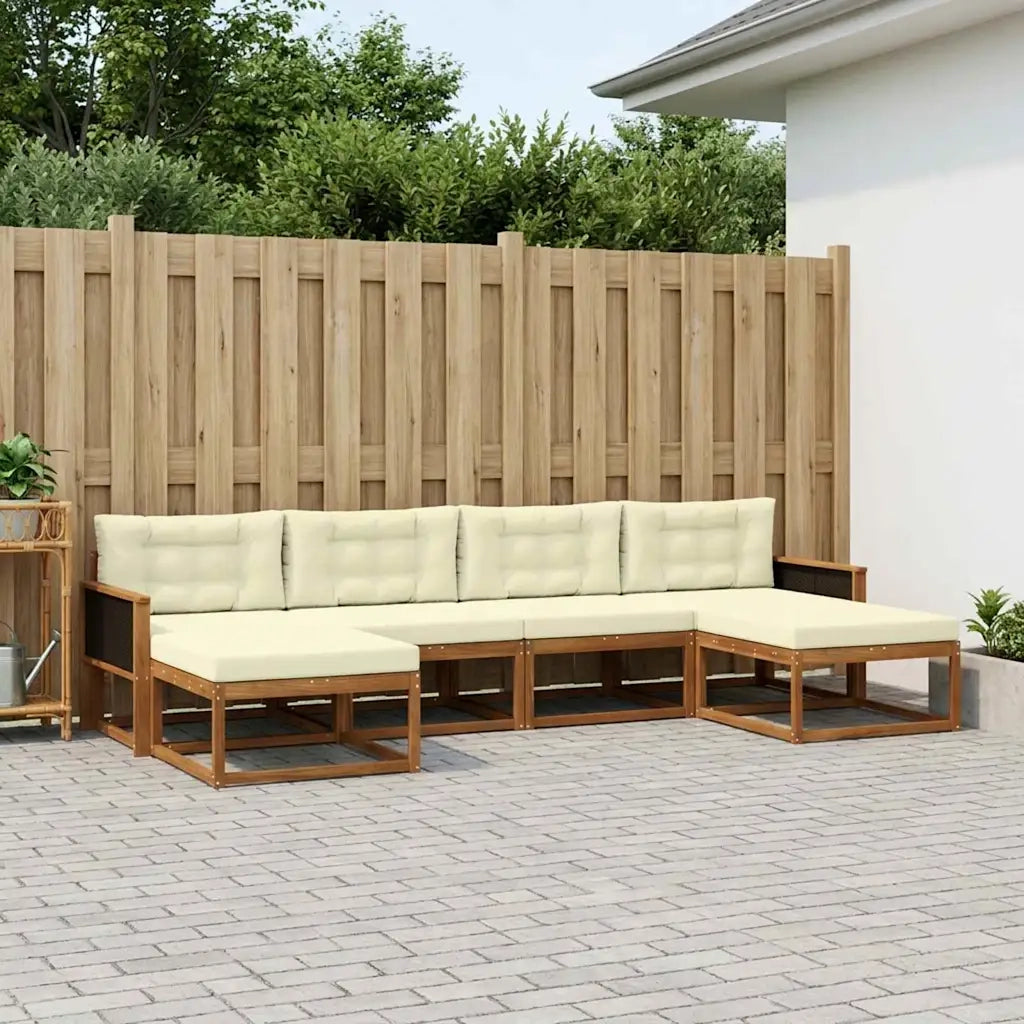 Set di divani da esterno con cuscino 6 pcs Naturale e Crema