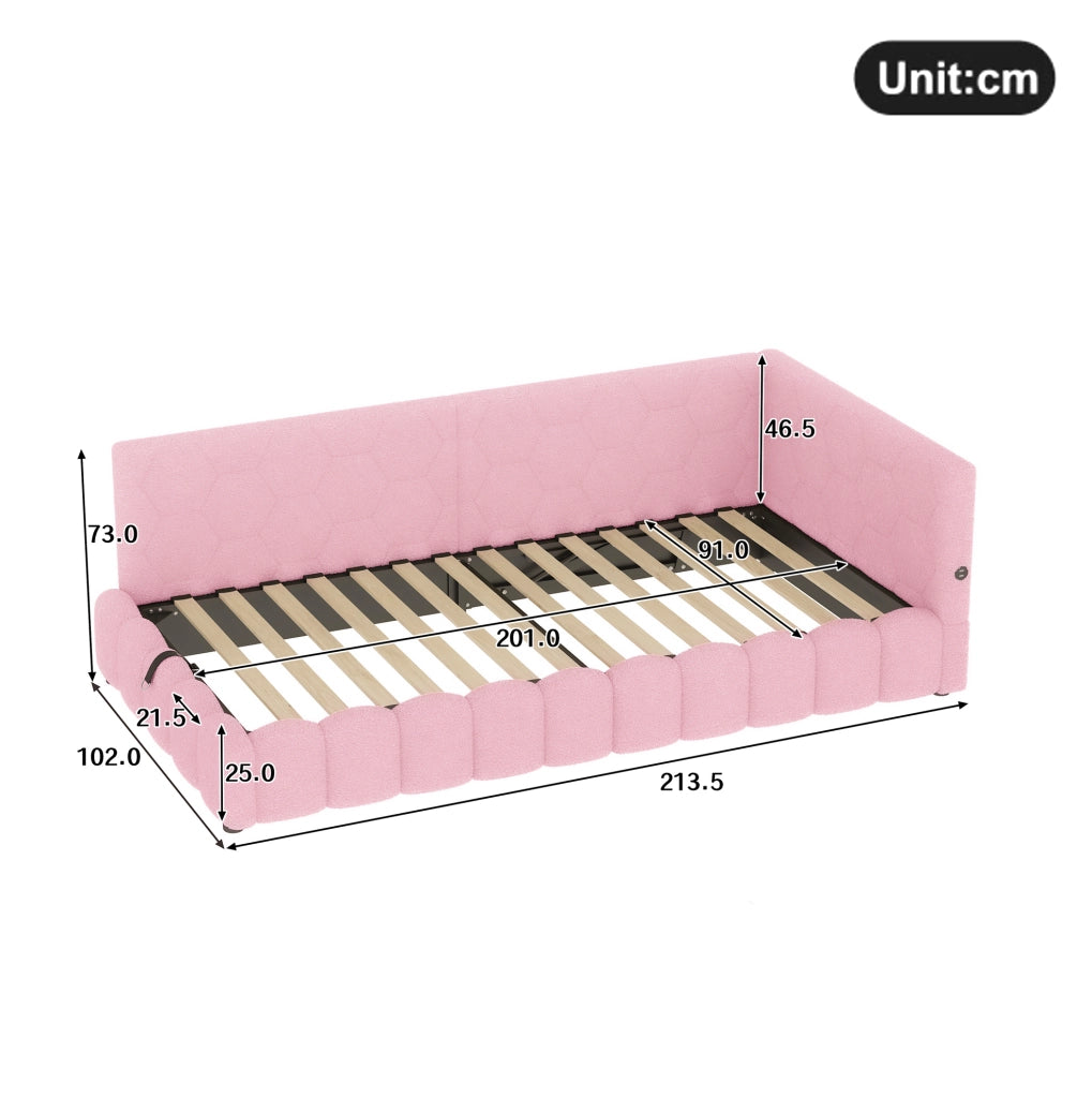 Daybed imbottito con alzata idraulica, LED e porte USB/Tipo C