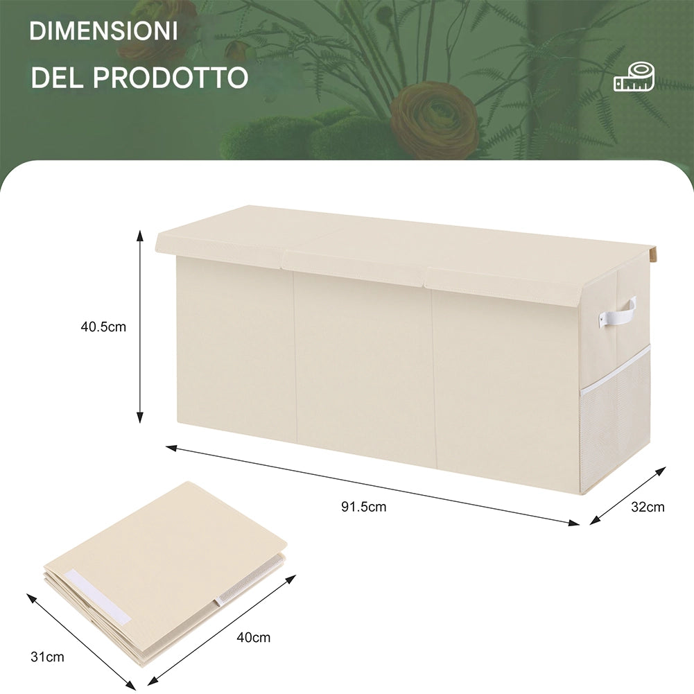 Contenitore Box 3 Scomparti Beige Scatola Cesta Giocattoli Organizer Multiuso