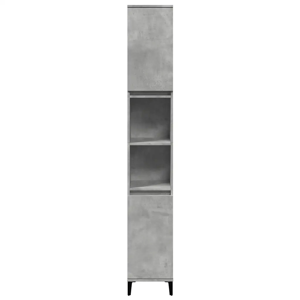 Set Mobili da Bagno | Armadio da bagno 3 pz Grigio Cemento in Legno Multistrato