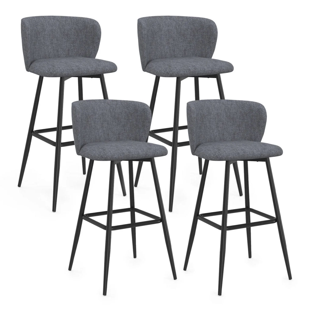 IDMarket - Set di 4 sgabelli da bar OMBLINE con seduta in tessuto grigio scuro e gambe in metallo nero