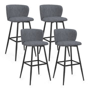 IDMarket - Set di 4 sgabelli da bar OMBLINE con seduta in tessuto grigio scuro e gambe in metallo nero