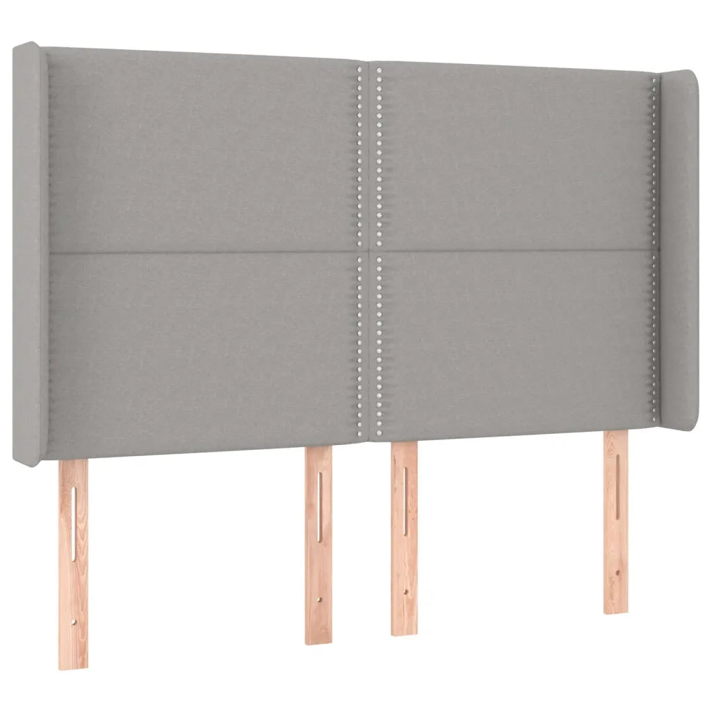 Testiera ad Orecchio Grigio Chiaro 147x16x118/128 cm in Tessuto