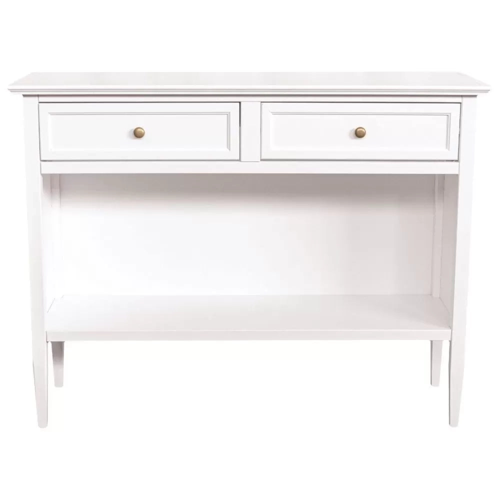 Madia credenza 2 cassetti 1 vano a giorno legno shabby bianco 110x35x83 - Mobili 2G