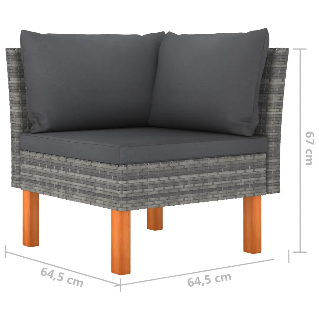 Set Divani da Giardino 9 pz con Cuscini in Polyrattan Grigio cod mxl 36989
