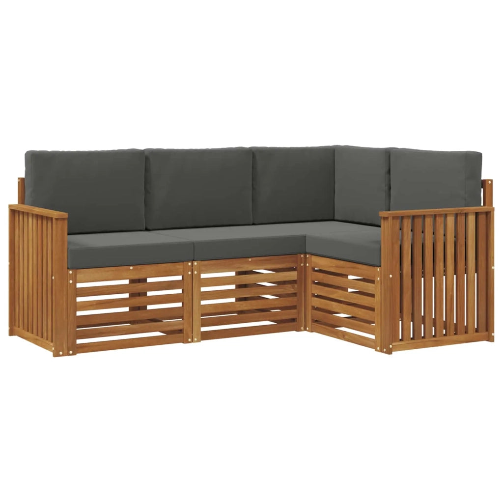 Set divani 4 pcs Naturale e Antracite Legno di Acacia Massello