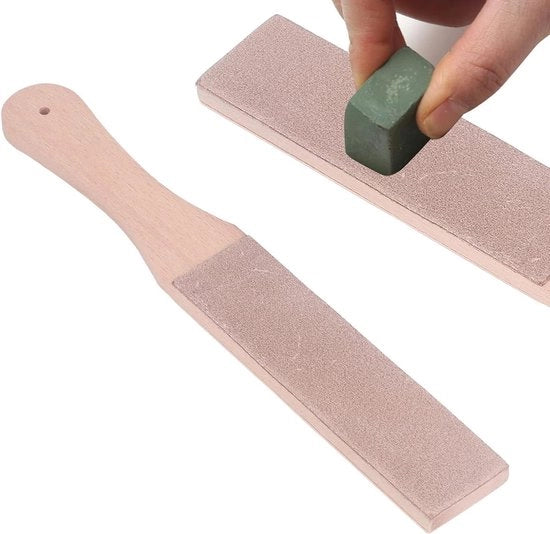 Set di pulitura per stivali in pelle - Blocco di affilatura a doppia faccia - Affilatura e affinamento di coltelli e seghe per legno.