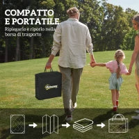 Tappeto da Esterno Reversibile Stile Geometrico con Borsa di Trasporto, 182x274 cm, Blu e Bianco