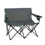 Sedia da campeggio doppia 132 x 66 x 96 cm comfort ottimale con portabicchieri tessuto Oxford grigio struttura in metallo 20_0011136