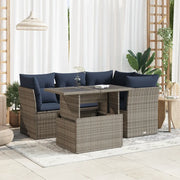 Set Divano Giardino 5 pz con Cuscini Grigio Polyrattan Acacia 3326152
