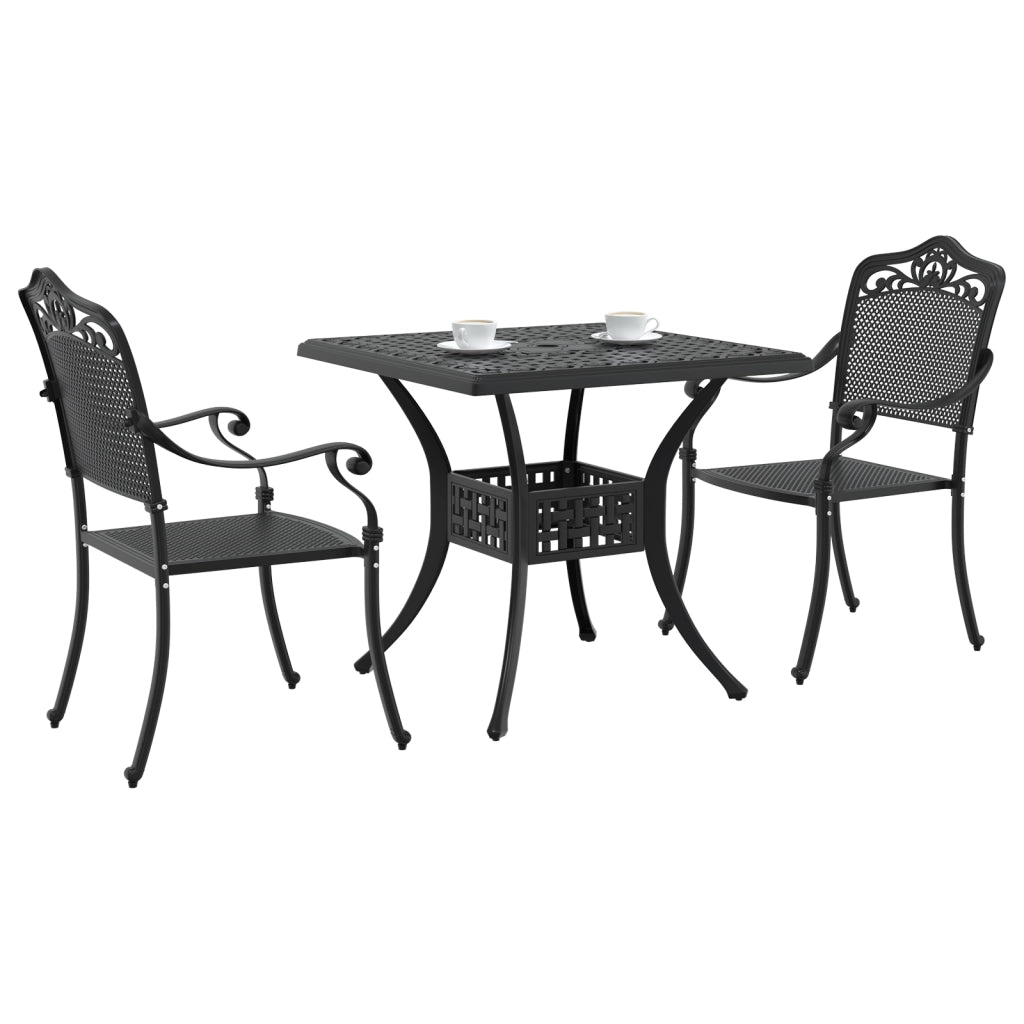 Set Bistro da Giardino 3 Pezzi in Alluminio Fuso Nero