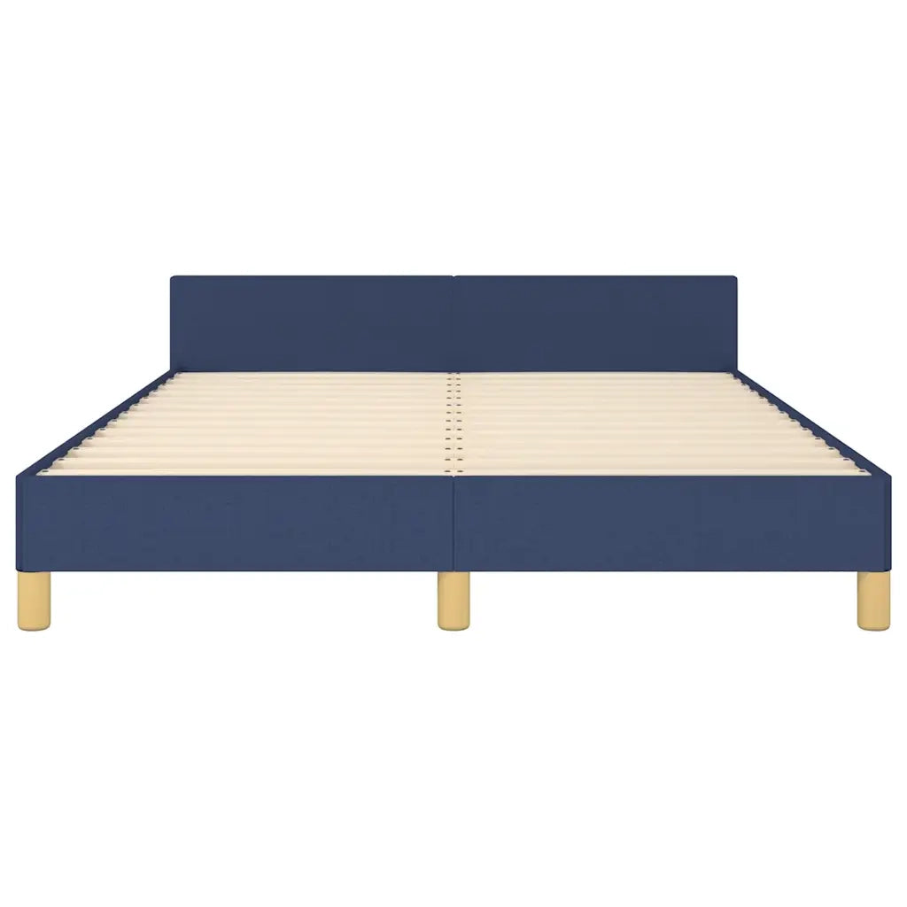 Giroletto con Testiera senza Materasso-Struttura Letto Blu 140x190 cm Tessuto