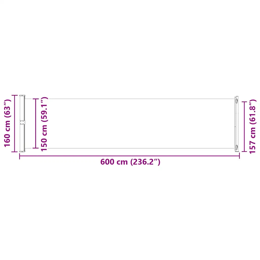 Tenda Laterale Retrattile per Patio 600x160 cm Marrone