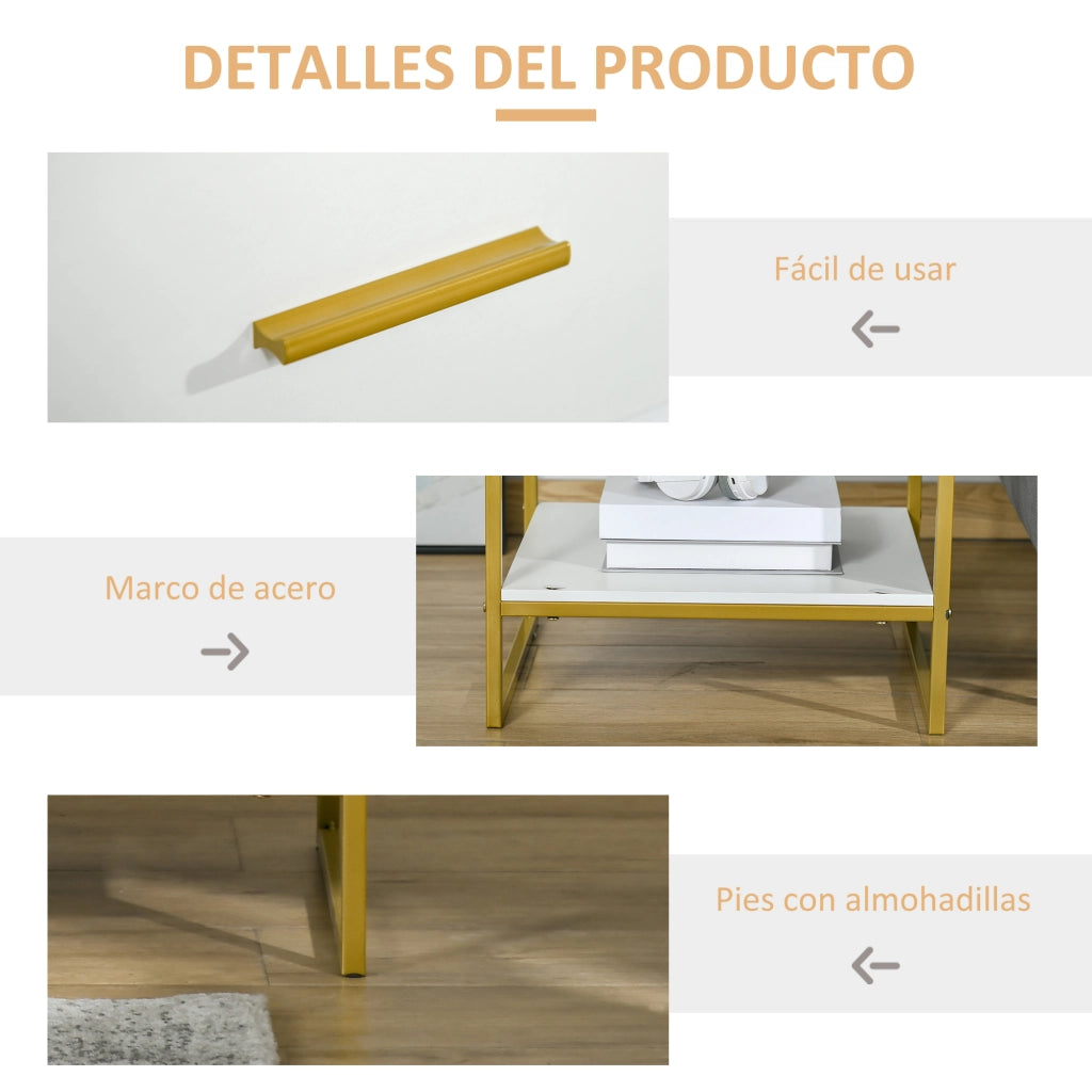 Comodino con cassetto e ripiano ¨C Zephmum ¨C Bianco 45x40x60 cm