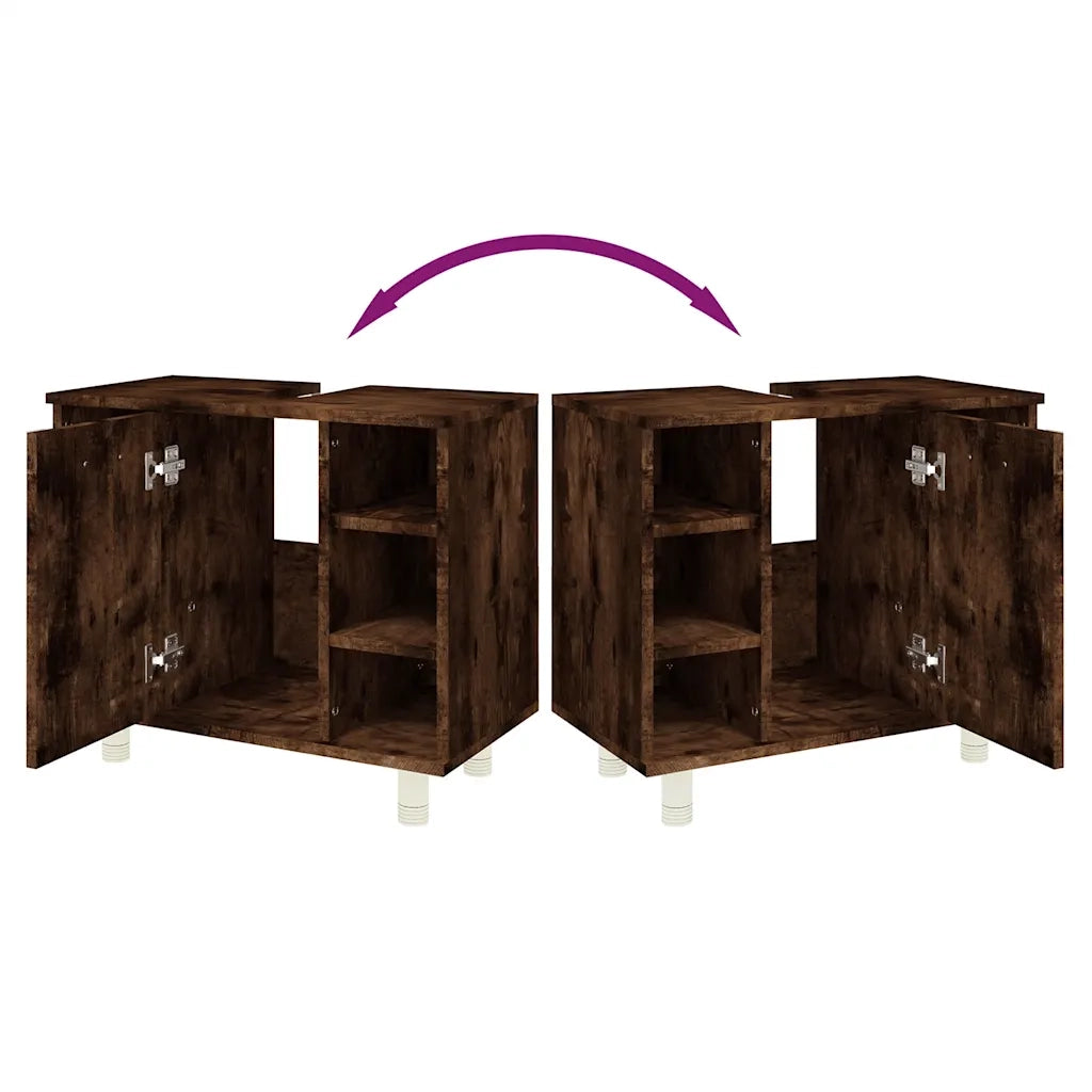 Armadietto Bagno | Armadio da bagno Rovere Fumo 60x32x53,5 cm in Legno Multistrato