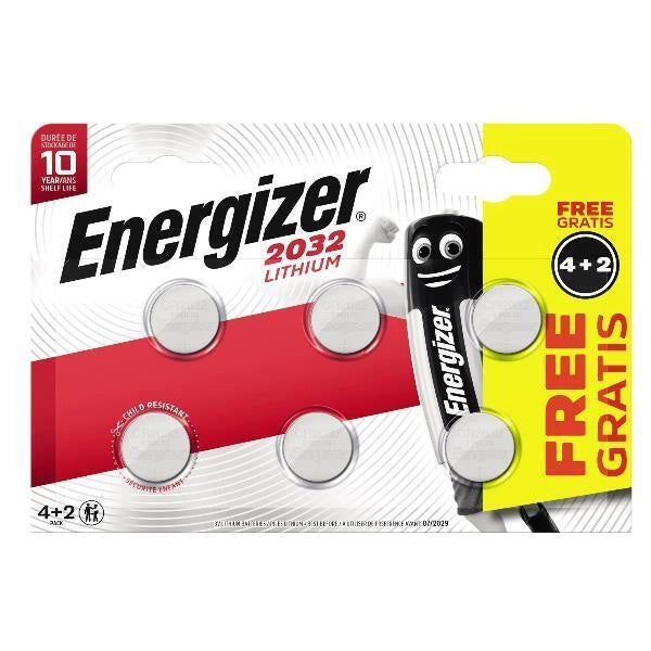 Energizer CR2032 Pile a Bottone al Litio 3V 240 mAh Confezione da 6 Pezzi Durata 10 anni