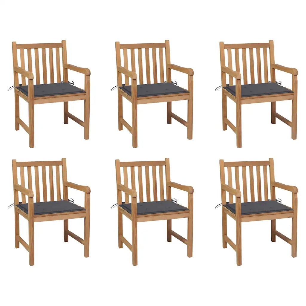 Sedie da Giardino 6 pz con Cuscini Antracite Massello di Teak cod mxl 20219