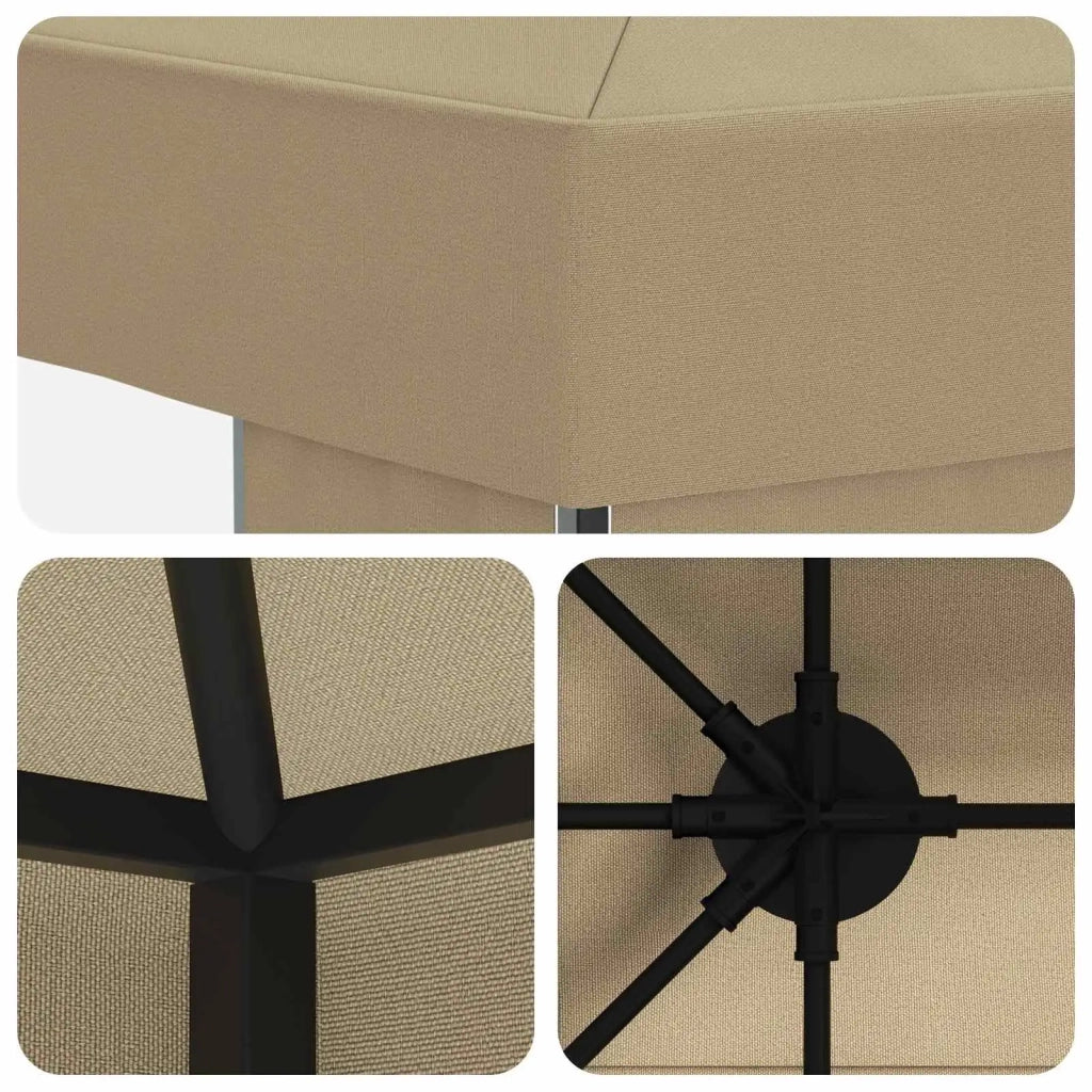 Gazebo | Pergolato 4 ¡Á 3 m Beige Poliestere e Acciaio 190 gsm