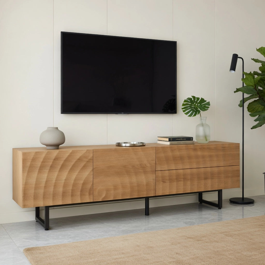 Cassettiera per TV naturale in truciolare 180 x cm