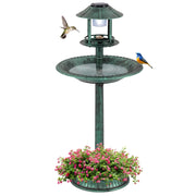 Bagno per uccelli con luce solare esterna, Mangiatoia per uccelli 3 in 1 con base per fioriera e lampada solare Bronzo-Altri animali