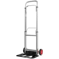 Carrello a Mano Pieghevole in Alluminio, Portata 90 kg con Ruote, Manico Telescopico Regolabile 40x41x108 cm Argento e Nero