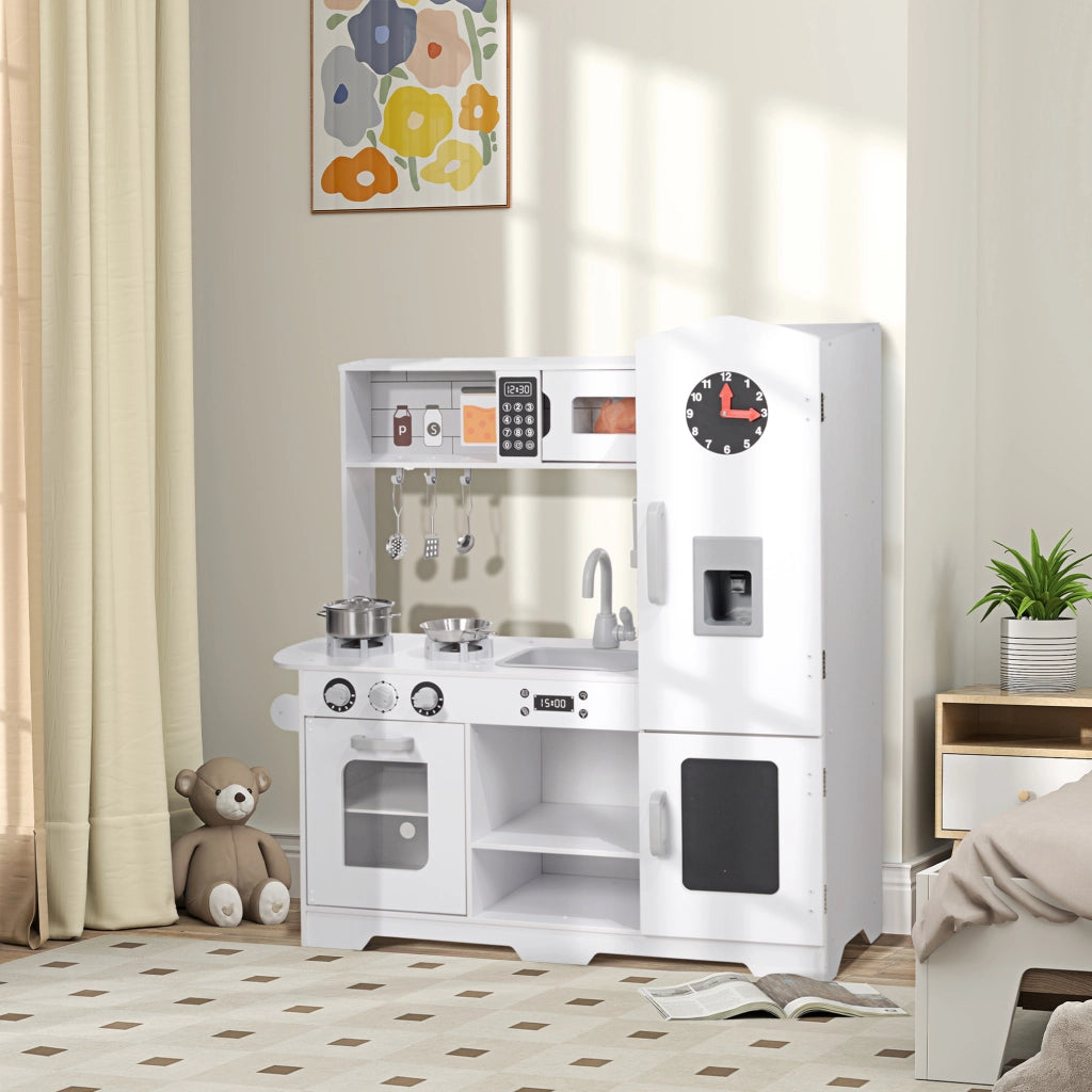 Cucina Giocattolo in Legno per Bambini con Accessori Bianco ¨C zephmum ¨C 80x40x100