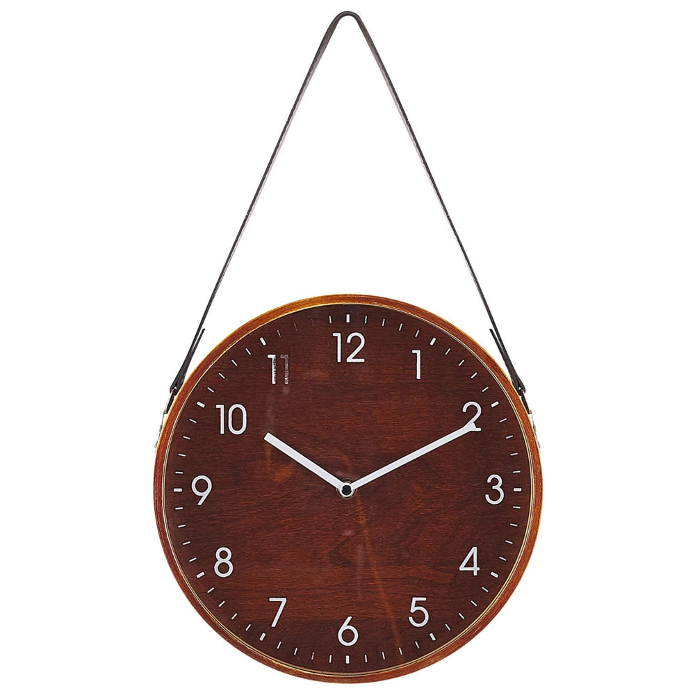 Orologio da Parete Marrone MDF Ecopelle Design Vintage Rotondo 26 cm