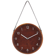 Orologio da Parete Marrone MDF Ecopelle Design Vintage Rotondo 26 cm