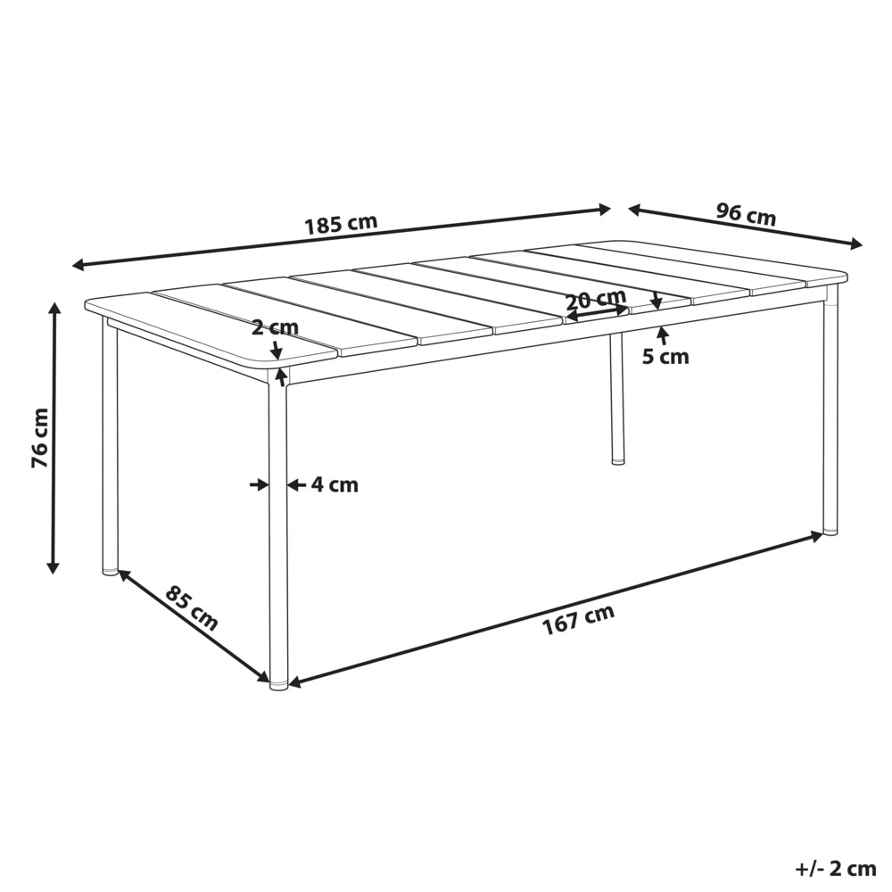 Tavolo da pranzo da giardino in legno scuro Trasferimento termico Telaio in alluminio 6 posti resistente alle intemperie Patio esterno