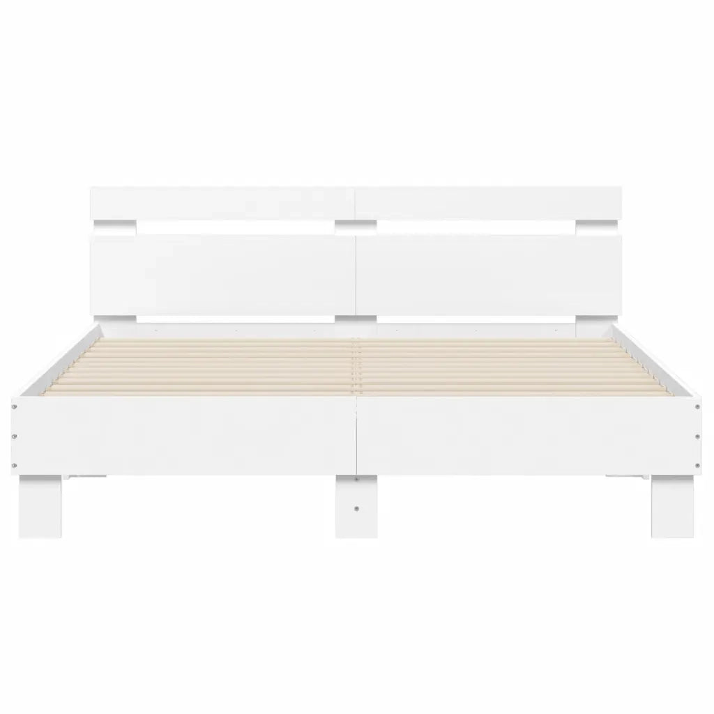 Letto matrimoniale | Letto per adulti | Giroletto con Testiera e LED Bianco 140x190 cm