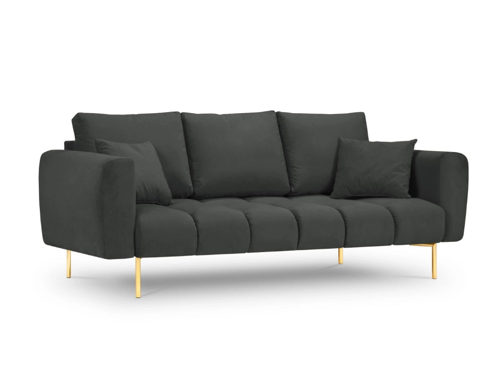 Cosmopolitan Design - Divano "Hastings" 3 posti in velluto grigio scuro 
