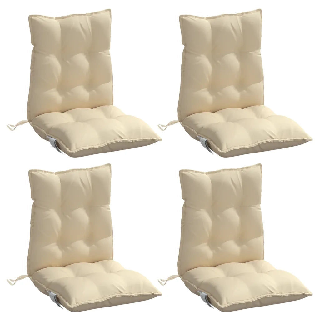 Cuscini per Sedia Schienale Basso 4 pz Beige in Tessuto Oxford 377681