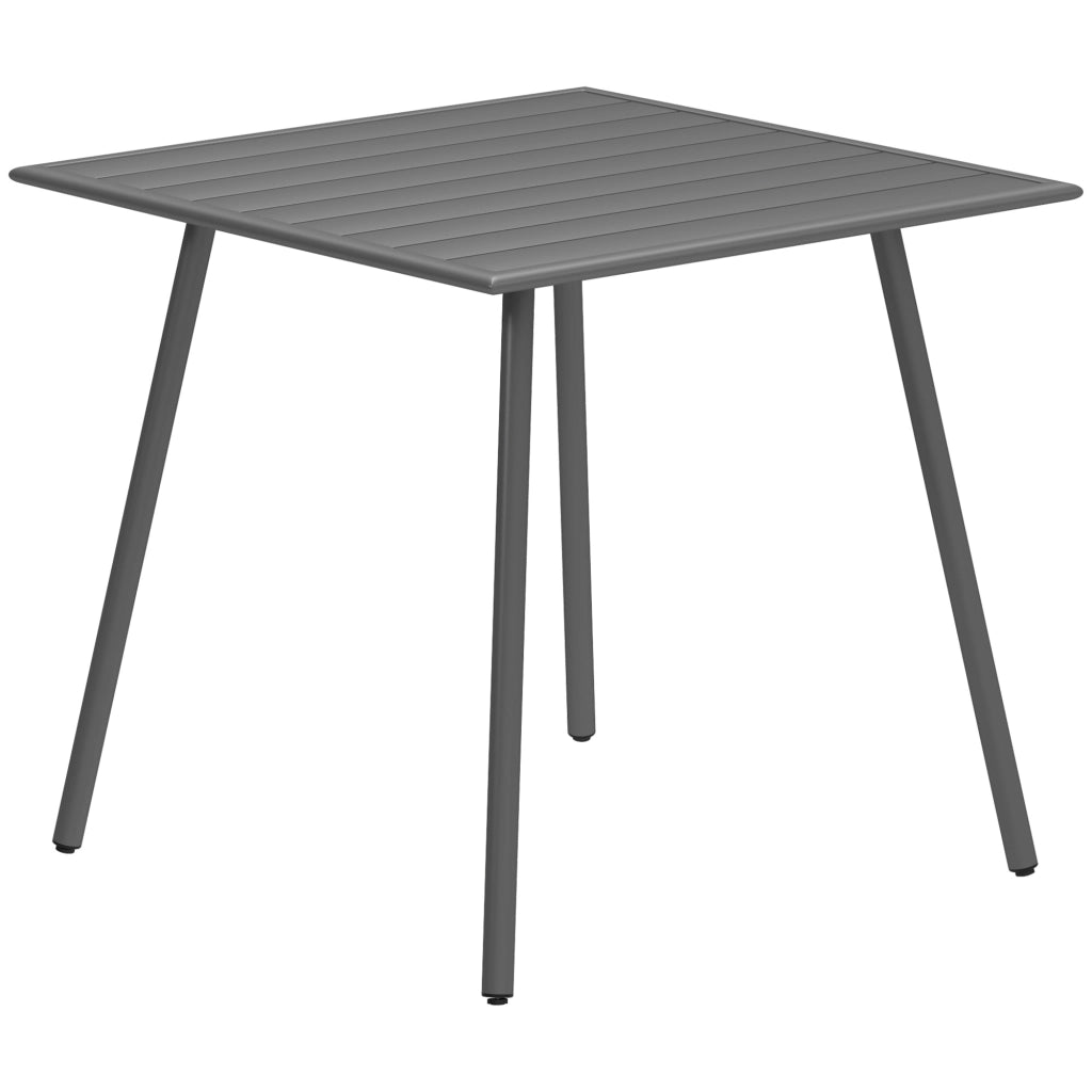 Tavolo da giardino in acciaio 80 x 80 x 74 cm Tavolo da buffet impermeabile con struttura in acciaio; tavolo antiscivolo da campeggio Tavolo con balcone per 4 persone Tavolo da patio Tavolo da pranzo all'aperto per giardino; patio; balcone; grigio