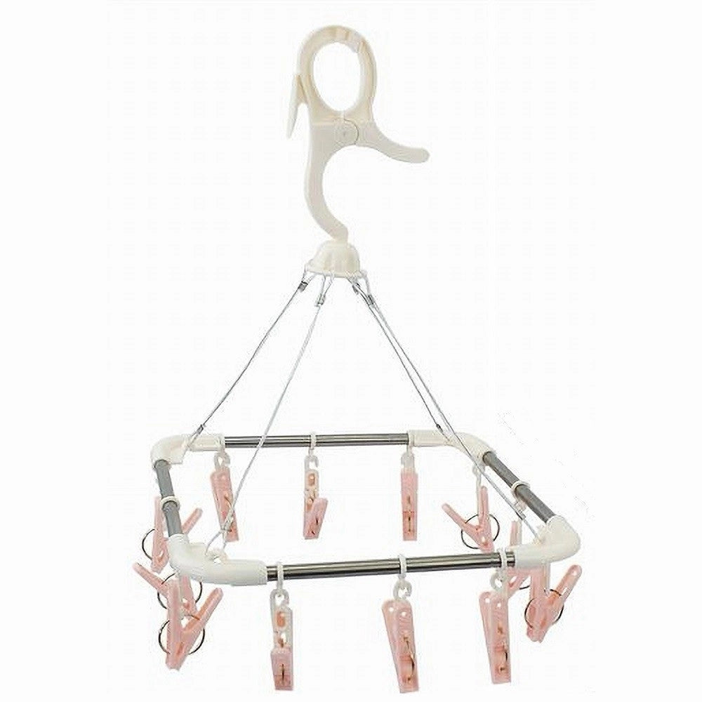 Trade Shop - Stendibiancheria 12 Pinze Mollette Quadrato Stendino Biancheria Con Gancio 79541 -