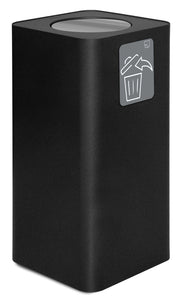 Pattumiera Per Raccolta Rifiuti 38x38xh80 cm In Acciaio Verniciato con Coperchio Basculante Nero
