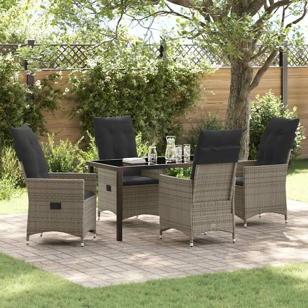 Set da Pranzo per Giardino con cuscino 5 pcs Grigio polyrattan 3379550
