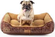 Letto per Cani in Felpa 70 x 55 cm per Cuccioli o Cani di Medie Dimensioni con Tessuto Oxford a Pelo di Velluto Removibile e Lavabile - Marrone Caffè