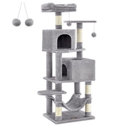 Tiragraffi a Torre Oskar in Peluche Grigio con Amaca