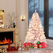 Albero di natale preilluminato alto 180 cm con 688 rami folti, Albero artificiale di 250 luci LED bianco caldo Viola