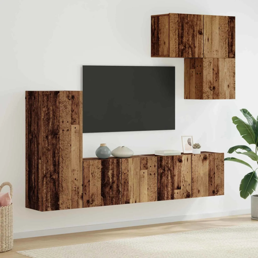 Unit¨¤ TV da Parete 5 pz | Armadietto TV | Mobile Porta TV Legno vecchio Legno multistrato