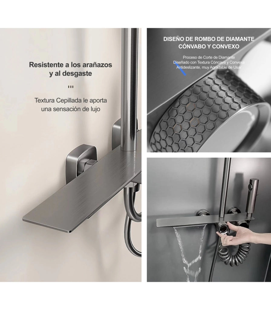 Colonna Doccia-Bagno TomaHawk LH-2365 Termostatica | Rame | Display LED Temperatura | Soffione e Tetto