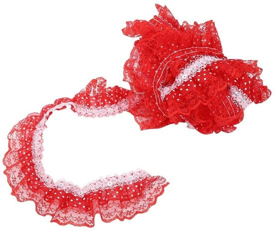 Kanttrim 5 Metri - Geplooide Kant - Lint per DIY - Sottilezza 4,5 cm - Per Cucire e Applique