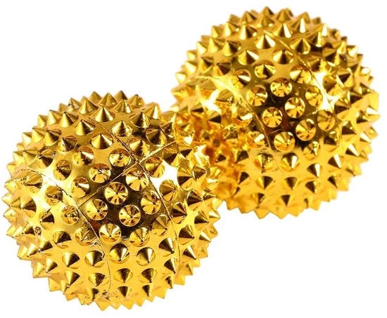 Massaggio con palline acupressore, 1 coppia di palline per massaggiare punti di acupressione, punti di pressione magnetici, palline per massaggi con aghi d'oro, palline per massaggi con aghi per massaggiare con pressione.