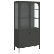 Buffet credenza cassettiera armadio mobile contenitore organizer per cucina soggiorno salotto alto 90 x 40 x 180 cm vetro e acciaio nero 02_0035140