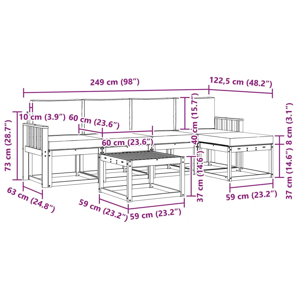 Set di divani da esterno 6 pz Bianco e Beige 3387522