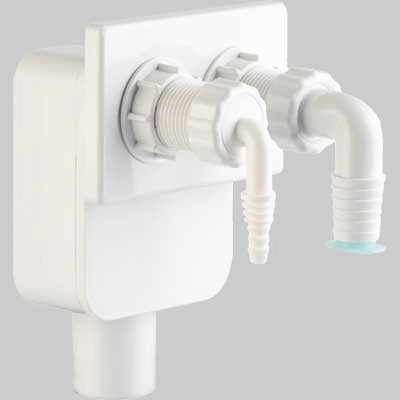 SIFONE INCASSO CON DOPPIO ATTACCO LAVATRICE + ASCIUGATRICE USC. DM 40 - 1 pezzi - Idroweb