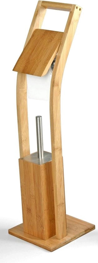 Set di supporto per carta igienica in bambù - set di spazzolino per il bagno in legno e supporto per i rulli igienici
